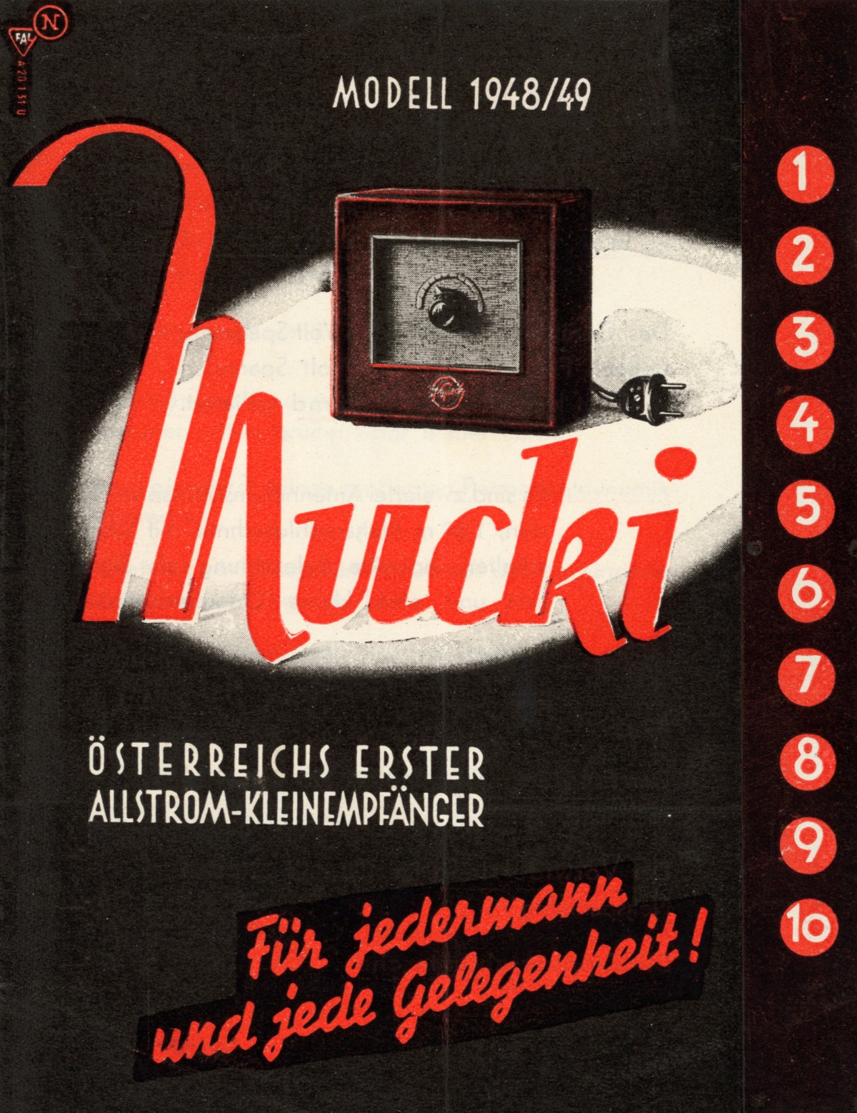 Werbeprospekt für das Radio „Mucki“, 1948